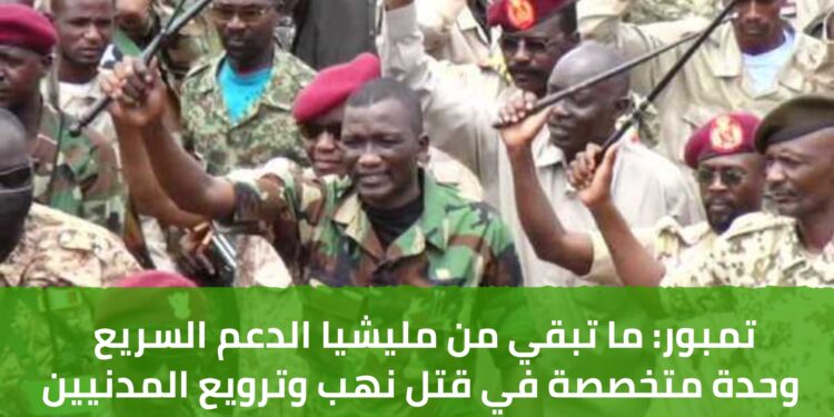 تمبور: ما تبقي من مليشيا الدعم السريع وحدة متخصصة في قتل نهب وترويع المدنيين