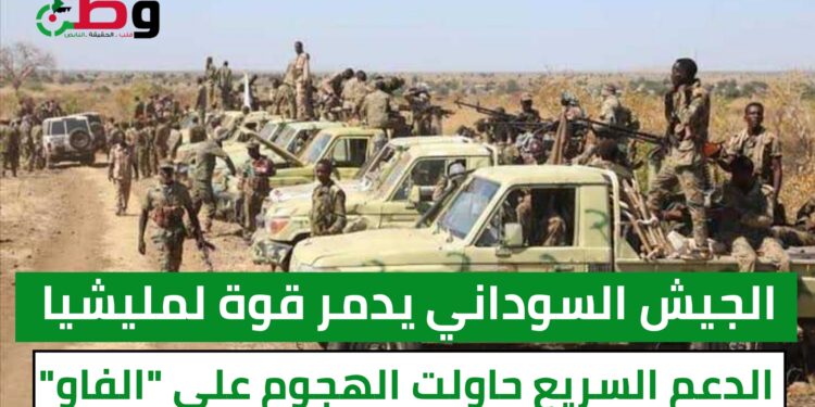 الجيش السوداني يدمر قوة تابعة لمليشيا الدعم السريع حاولت الهجوم علي “الفاو”